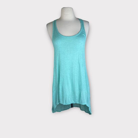 Soprano | Aqua Hi-low Jersey Front Knit Back Tank Top | Medium - Picture 9 of 9